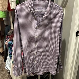 Vineyard Vines Men's Purple and White Checkered Shirt
